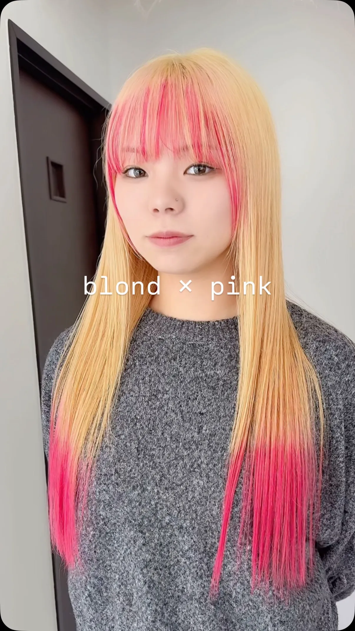 White blonde × pink tips