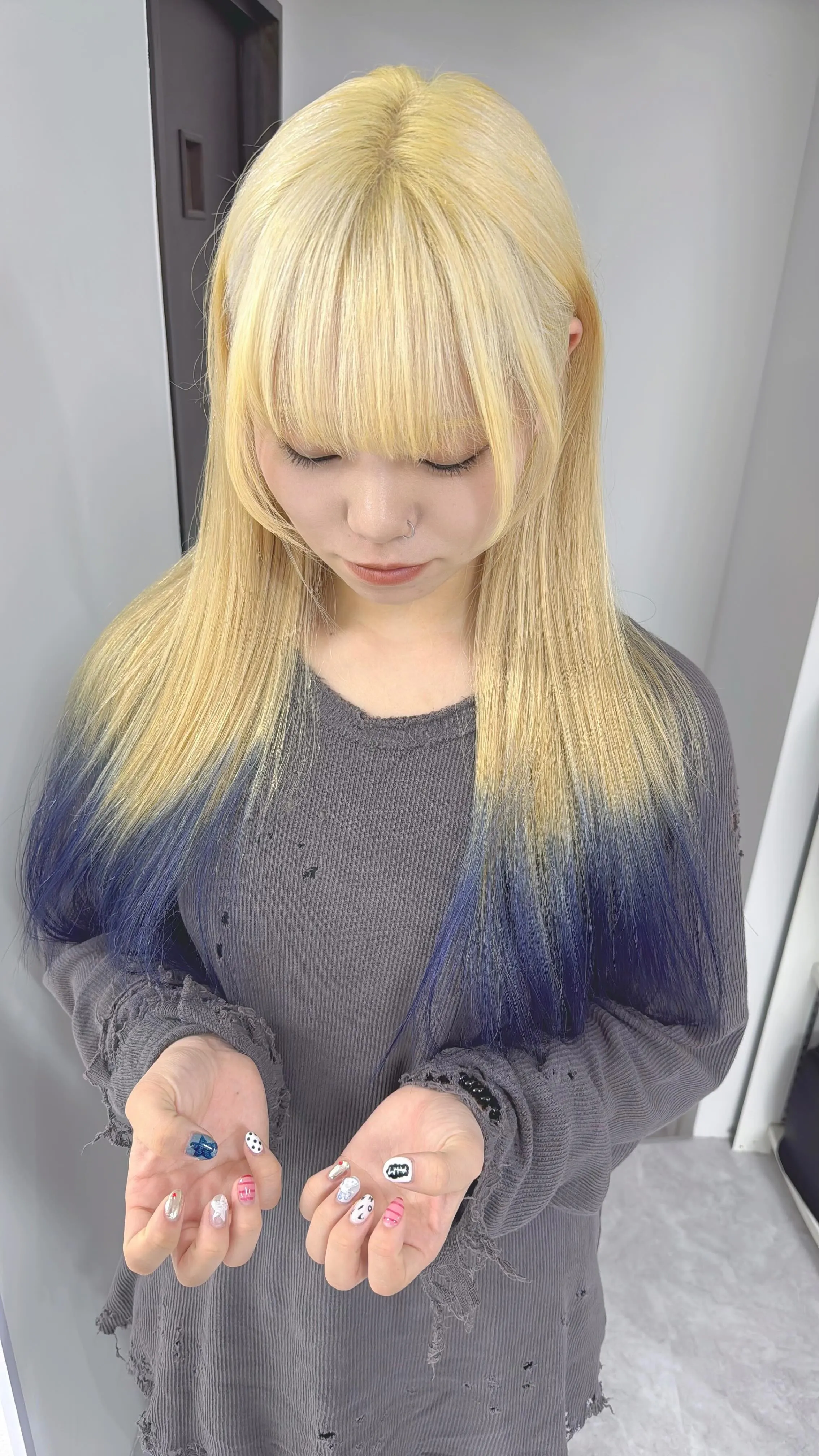 Ice blonde meets ocean blue — ...