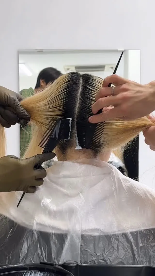 White blonde meets deep blue —...